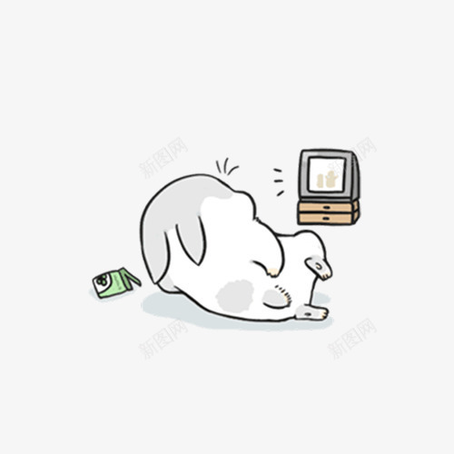 看电视的兔子png免抠素材_新图网 https://ixintu.com 兔子 动物 电视 矢量装饰 装饰 装饰画