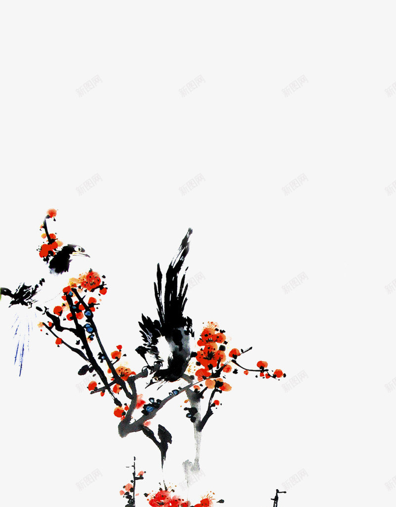 水墨风格创意上水梅花造型png免抠素材_新图网 https://ixintu.com 上水 创意 梅花 水墨 造型 风格