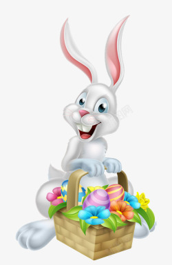装饰图案提着复活节彩蛋的兔子素材