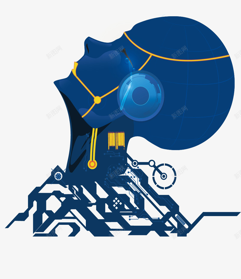 科技光电脑人头像特效矢量图ai免抠素材_新图网 https://ixintu.com 人头插画 人物 效果 电子仪器 电脑人 电脑特效 矢量图 科幻