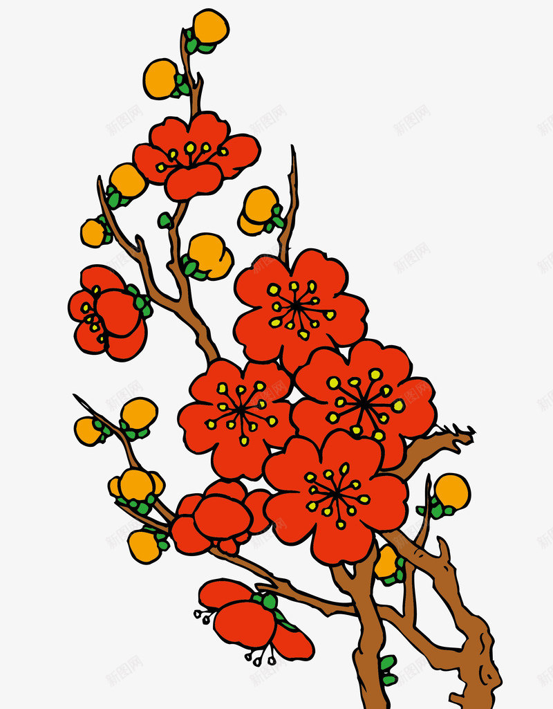 梅花香自苦寒来图png免抠素材_新图网 https://ixintu.com 传统 梅花 腊梅