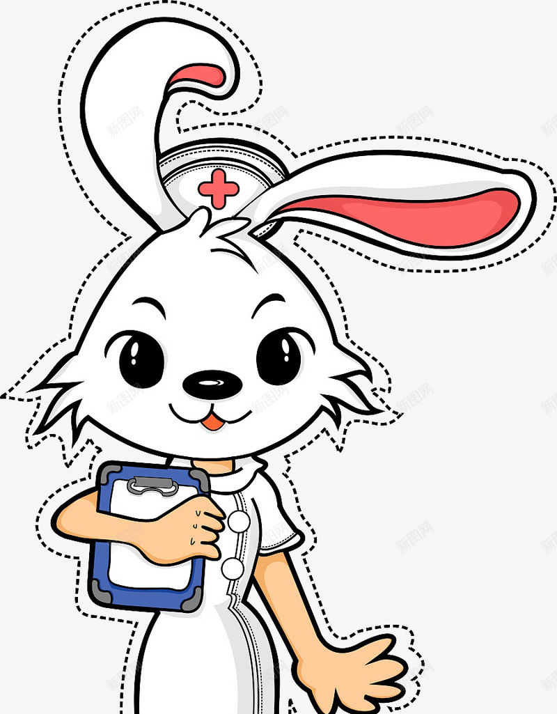 一个卡通动物的护士png免抠素材_新图网 https://ixintu.com 兔子 动物 卡通 急诊 护士 插画