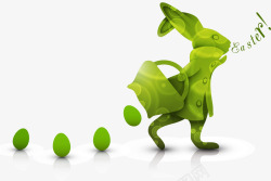 复活节兔子彩蛋绿色素材