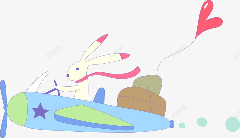 可爱兔开飞机卡通png免抠素材_新图网 https://ixintu.com 卡通兔子 卡通玩耍兔子 可爱兔子 可爱兔开飞机卡通 开飞机的兔子