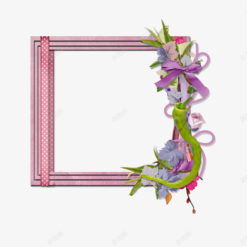 粉红花边框相框png免抠素材_新图网 https://ixintu.com png 相框 粉红 花边框 装饰