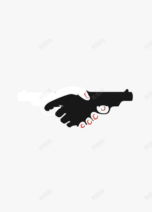 手绘握手png免抠素材_新图网 https://ixintu.com 手势 手枪 握手 白色 黑色