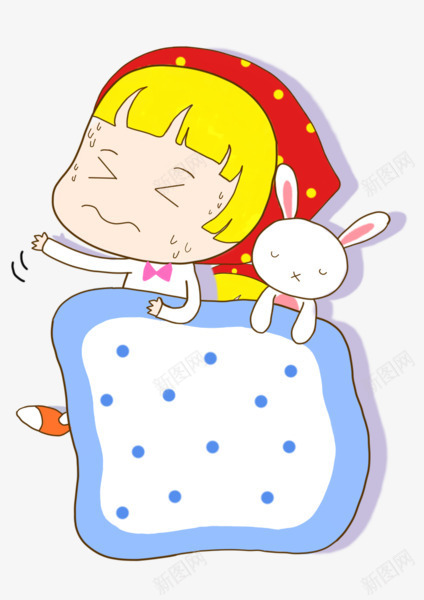 盖被子女孩png免抠素材_新图网 https://ixintu.com 兔子 卡通 女孩