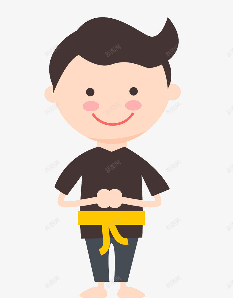 卡通抱拳作揖跆拳道小男孩psd免抠素材_新图网 https://ixintu.com 中国风 作揖 免抠PNG 卡通 古装 手绘 抱拳手势