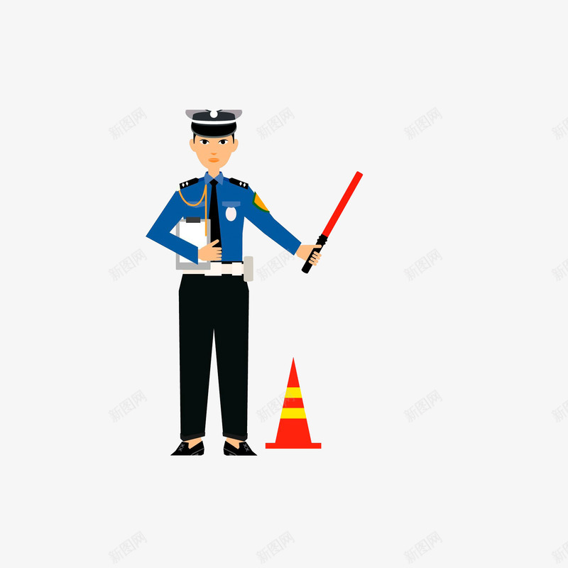 拿着指挥棍的交警png免抠素材_新图网 https://ixintu.com 交警手势 手拿棍子 指挥图