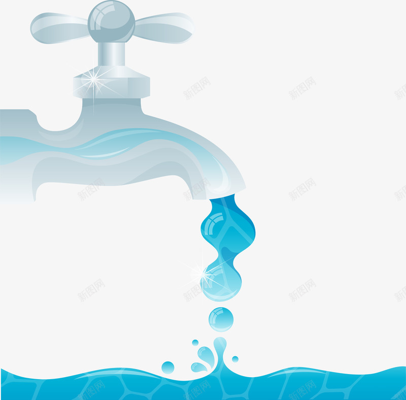 手绘水龙头矢量图ai免抠素材_新图网 https://ixintu.com 手绘 水珠 水龙头 矢量图