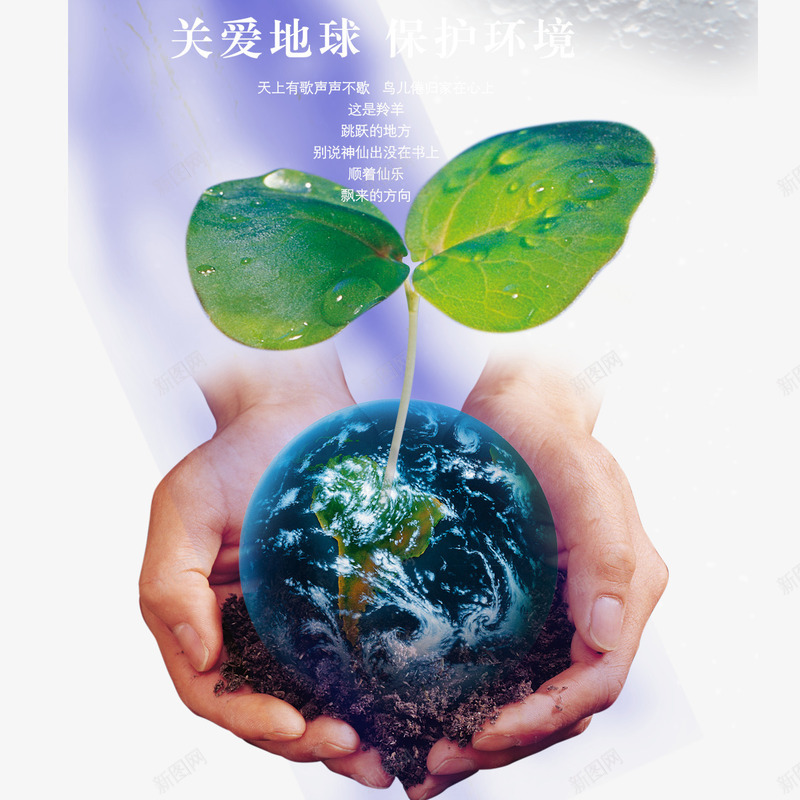 手捧地球幼苗png免抠素材_新图网 https://ixintu.com 商务 彩色 手势 海报装饰 艺术字