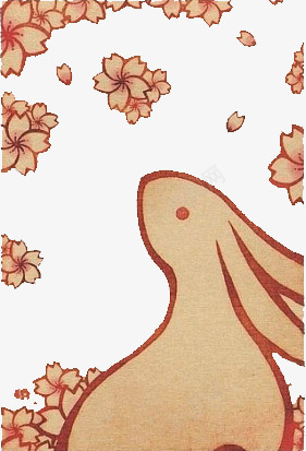 兔子png免抠素材_新图网 https://ixintu.com 兔子 和风 填充 线描 花朵