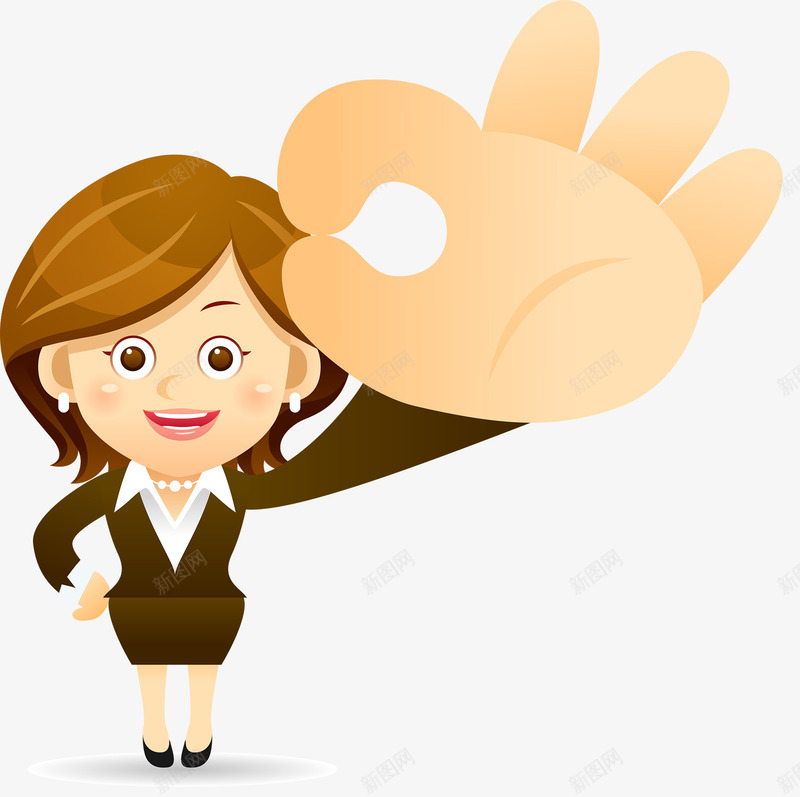 卡通职业女性png免抠素材_新图网 https://ixintu.com OK手势 卡通职业女性ok手势
