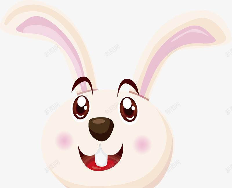 可爱的小兔子头矢量图ai免抠素材_新图网 https://ixintu.com 兔子嘴巴 可爱 大眼睛 小兔子头 牙齿 矢量图 粉色 长耳朵 黑鼻子