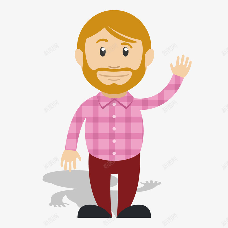 手势图标png_新图网 https://ixintu.com 人物 影子 手势 拜拜 格子衣服 黄色头发 黑色鞋子