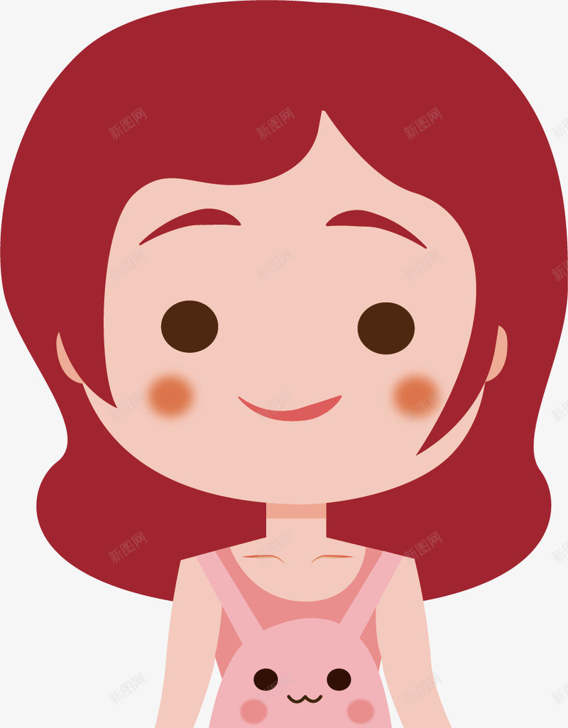 粉红背带连衣裙png免抠素材_新图网 https://ixintu.com 可爱风 小兔子 矢量素材 背带裙 连衣裙