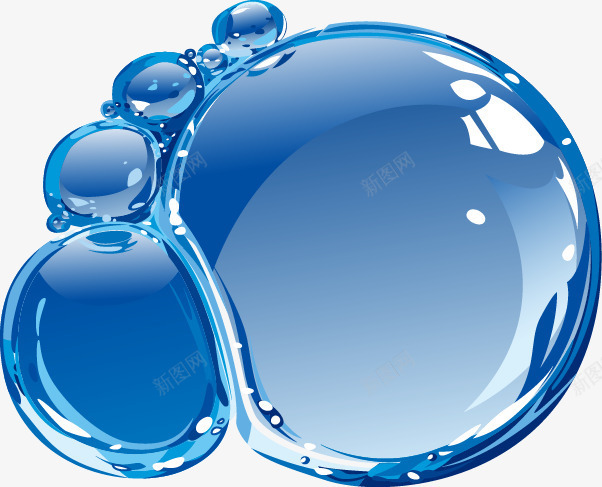 透明蓝色气泡水珠png免抠素材_新图网 https://ixintu.com 气泡 水珠 蓝色 透明