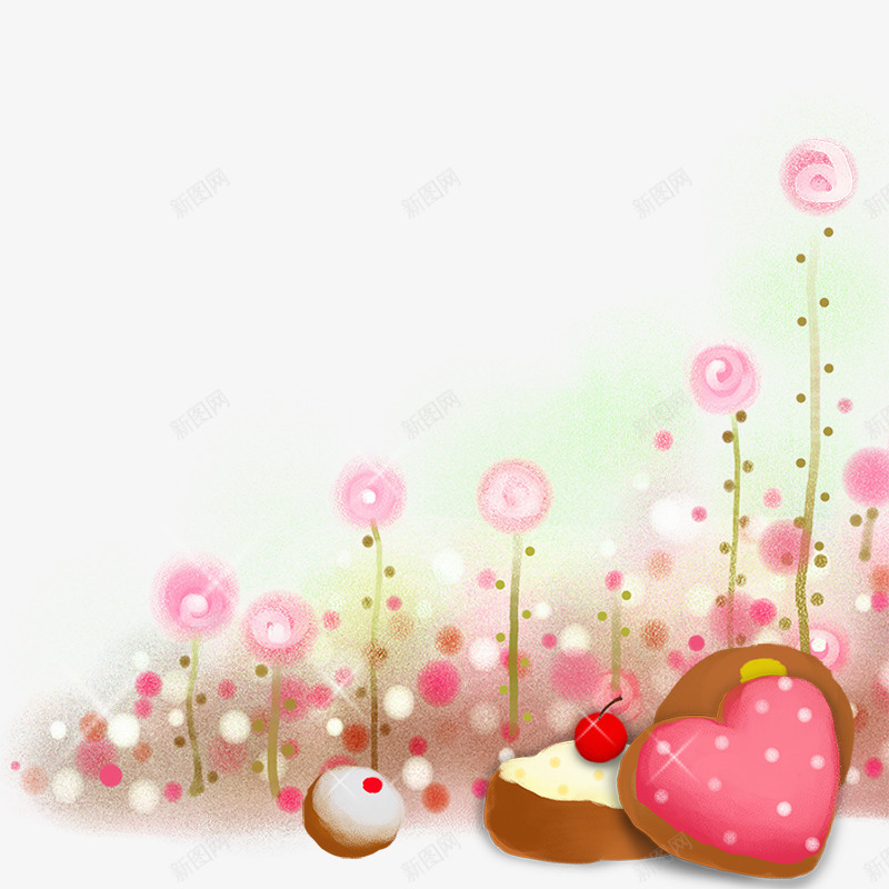 粉红色爱心花丛背景psd免抠素材_新图网 https://ixintu.com 唯美 爱心 粉红色 花丛