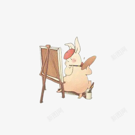 正在画画的卡通兔子png免抠素材_新图网 https://ixintu.com 兔子 卡通兔子 正在 画架 画画
