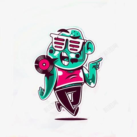 音乐怪兽png免抠素材_新图网 https://ixintu.com Q版 卡通 卡通人物 嘻哈 插画 暗黑系 涂鸦 潮流 潮牌 绿色 美式漫画 美漫 街头涂鸦