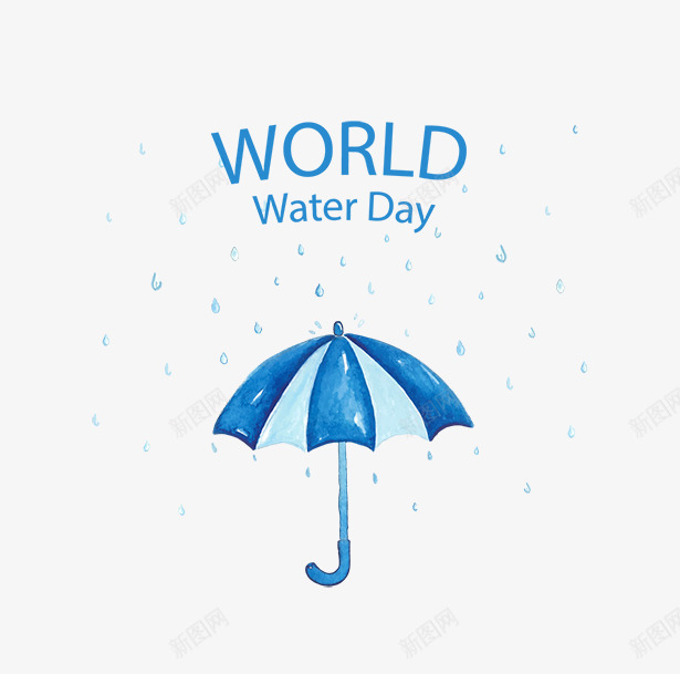 世界水日蓝色雨伞png免抠素材_新图网 https://ixintu.com 世界水日 卡通 手绘 水彩 水滴 英语 雨伞 雨滴