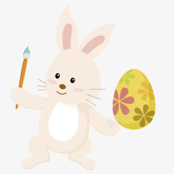 复活节可爱彩蛋小兔子毛笔素矢量图素材