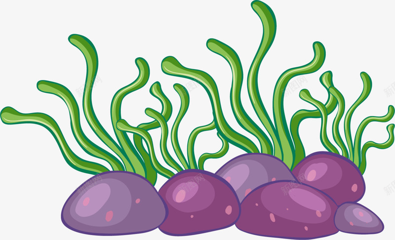 海洋植物绿色海草png免抠素材_新图网 https://ixintu.com 世界海洋日 海洋植物 海洋生物 海草 海葵图片 紫色石头 绿色海草 茂密海草