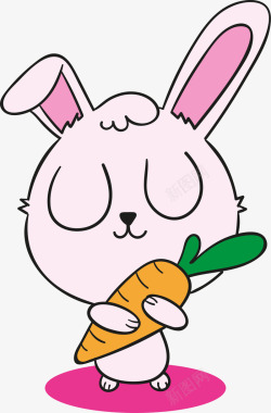复活节抱着胡萝卜的兔子素材