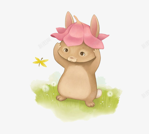 戴花的小兔子png免抠素材_新图网 https://ixintu.com 儿童插画 卡通 卡通人物 卡通动物 可爱 插画 故事插画