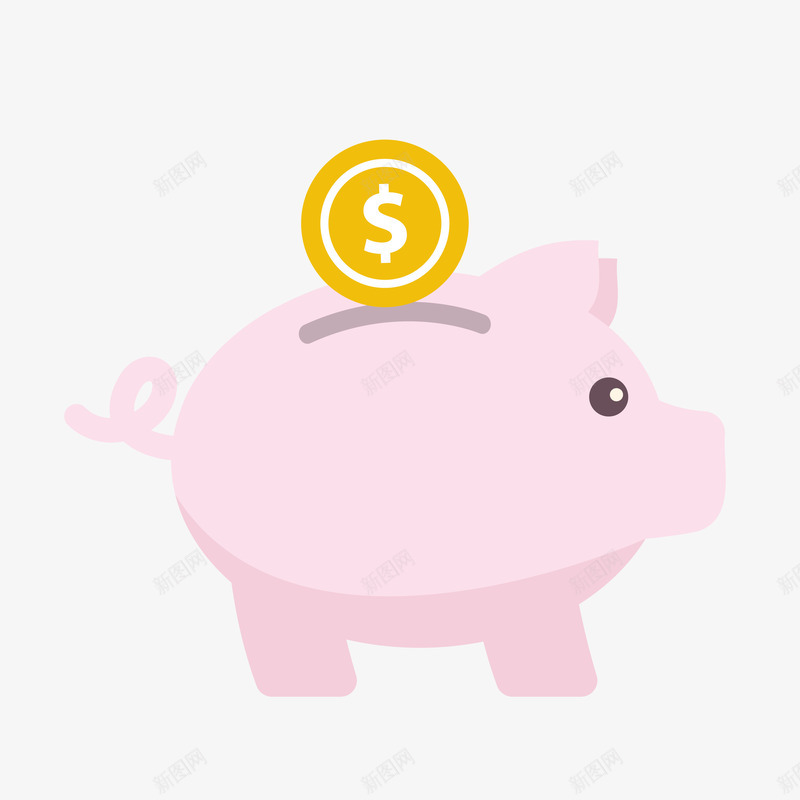 小猪存钱罐png免抠素材_新图网 https://ixintu.com PPT 矢量源文件 粉红色可爱小猪 金币