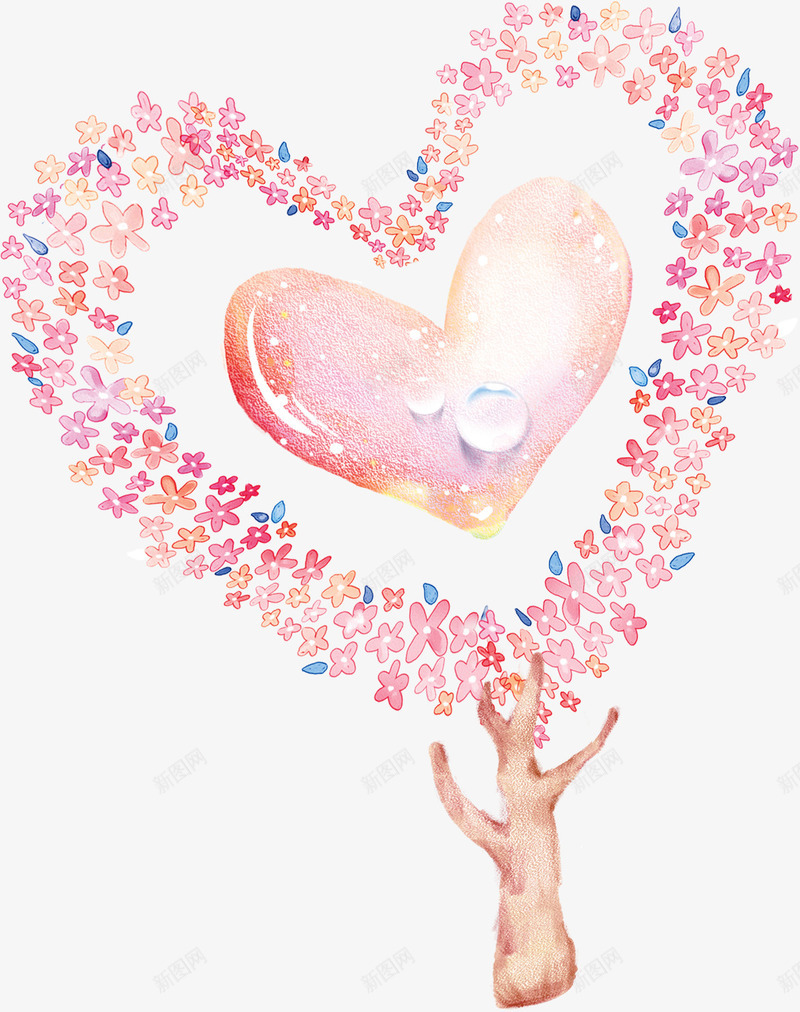 手绘粉红色爱心小花图标png_新图网 https://ixintu.com 图标 爱心 粉红色