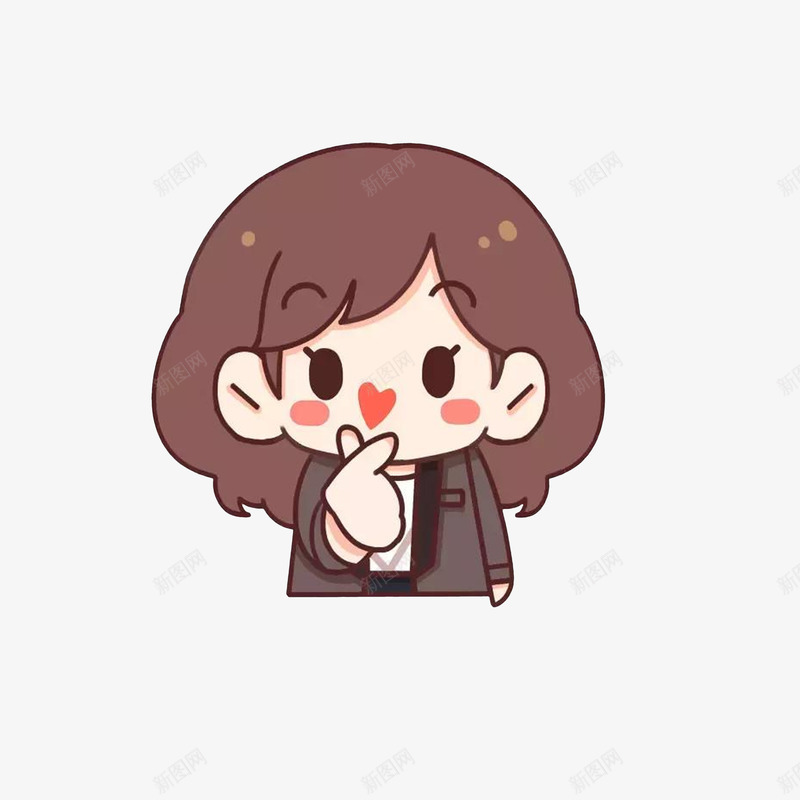 卡通比韩国爱的手势的女孩png免抠素材_新图网 https://ixintu.com 卡通女孩 捏住的食指和大拇指 爱的手势 表达爱意 韩国比心手势