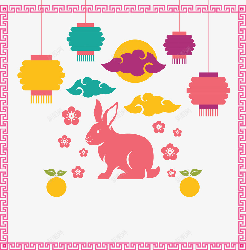 粉红色中秋节兔子矢量图ai免抠素材_新图网 https://ixintu.com 中秋佳节 中秋节 兔子 玉兔 矢量png 粉色兔子 矢量图