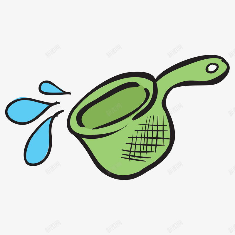 绿色手绘的水瓢png免抠素材_新图网 https://ixintu.com PNG素材 水滴 水瓢 绿色
