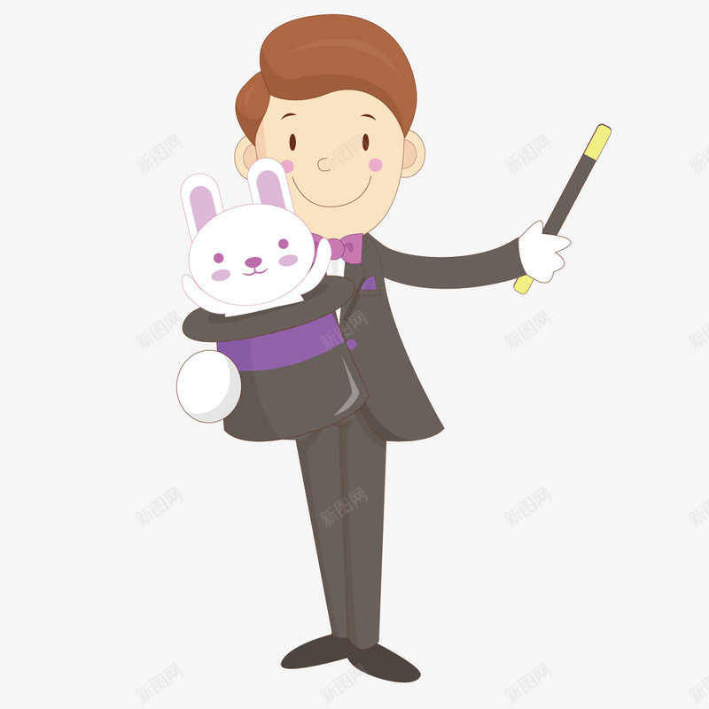 魔术师与兔子png免抠素材_新图网 https://ixintu.com 兔子 卡通 魔术师