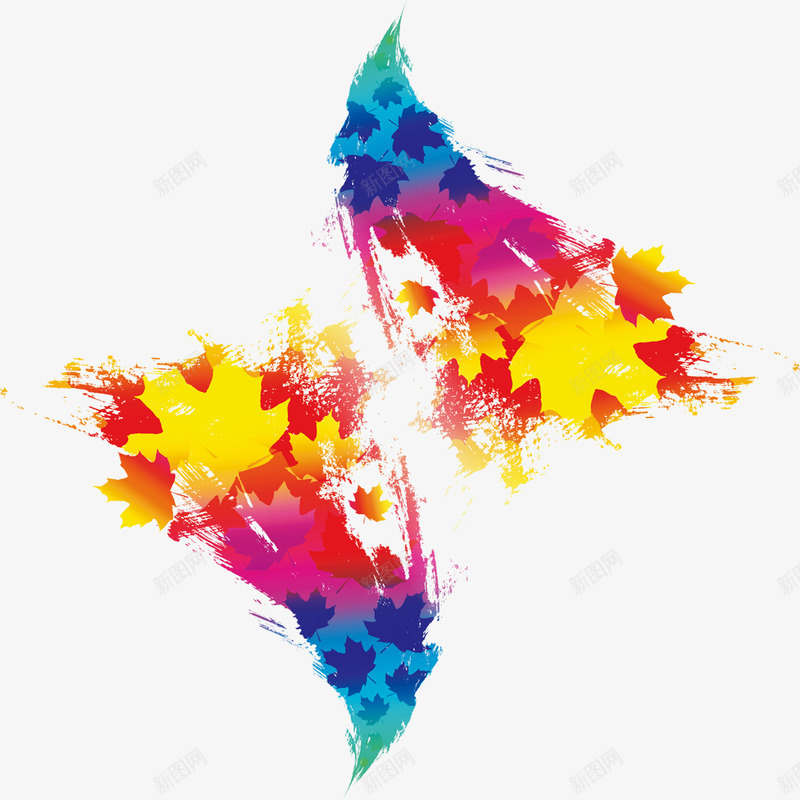 七彩艺术枫叶psd免抠素材_新图网 https://ixintu.com 七彩 枫叶 艺术