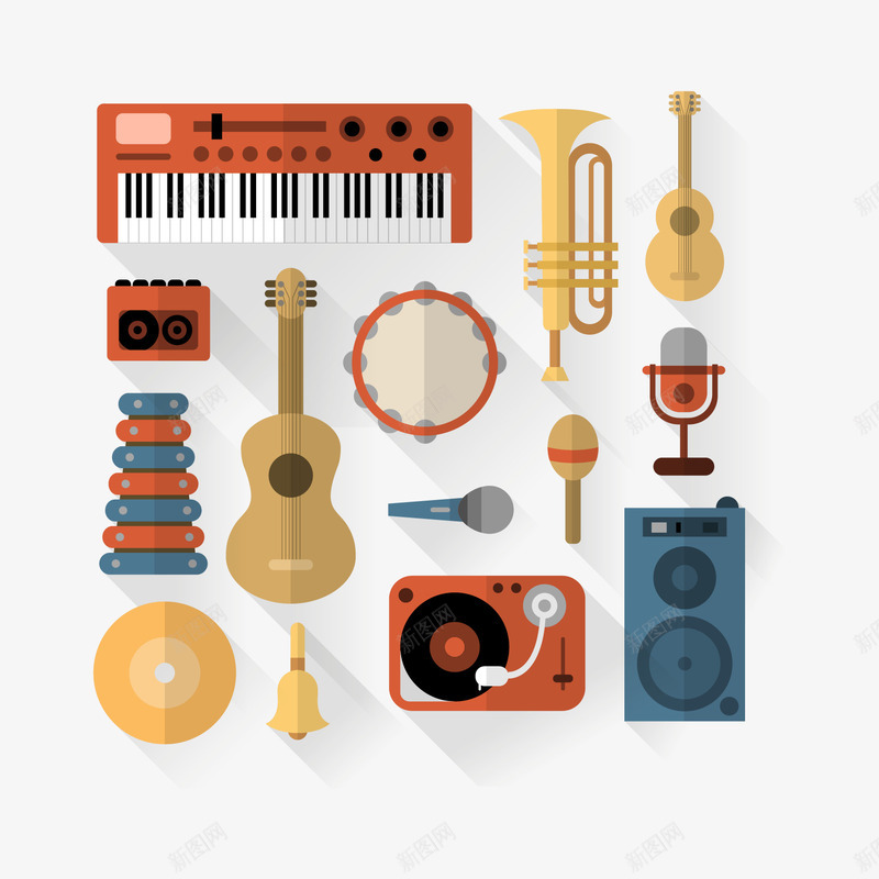音乐器材图标png_新图网 https://ixintu.com 图标 扁平化 话筒