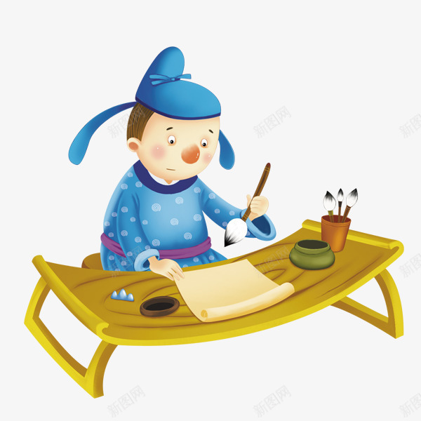 古代书生png免抠素材_新图网 https://ixintu.com 书生读书 古代 蓝色