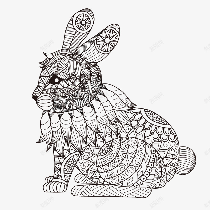 兔子线性绘画png免抠素材_新图网 https://ixintu.com 兔子 卡通 小白兔 手绘 插画 线性绘画