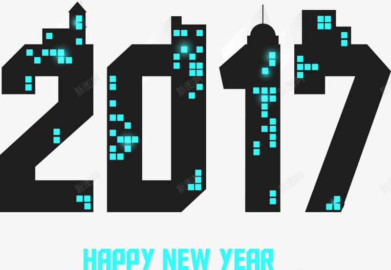 夜景2017png免抠素材_新图网 https://ixintu.com 2017 2017城市夜景 2017年 2017鸡年 光点 新年 鸡年