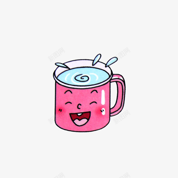 卡通水杯png免抠素材_新图网 https://ixintu.com 卡通水杯 卡通笑脸水杯 卡通粉色水杯 水 水滴