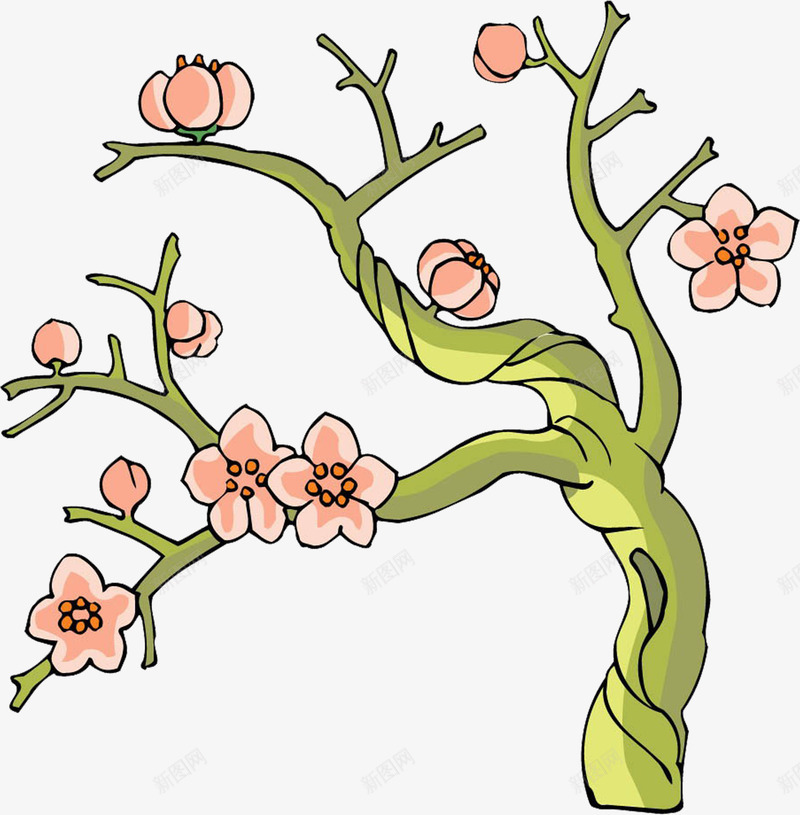 手绘彩色可爱梅花树木造型png免抠素材_新图网 https://ixintu.com 可爱 彩色 树木 梅花 造型