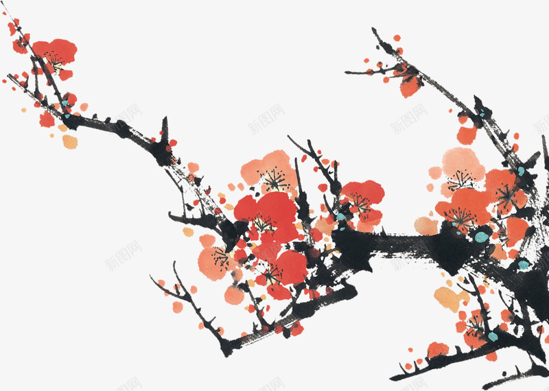 创意绘画风格红色梅花png免抠素材_新图网 https://ixintu.com 创意 梅花 红色 绘画 风格