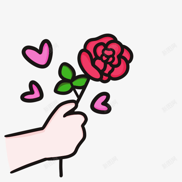 送玫瑰花手势卡通手绘png免抠素材_新图网 https://ixintu.com 卡通 手势 爱情 玫瑰花