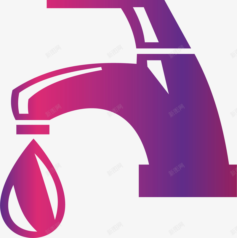 彩色水龙头标图标png_新图网 https://ixintu.com 卡通有趣 扁平化 水滴 水龙头 渐变色 炫彩底纹 矢量图案