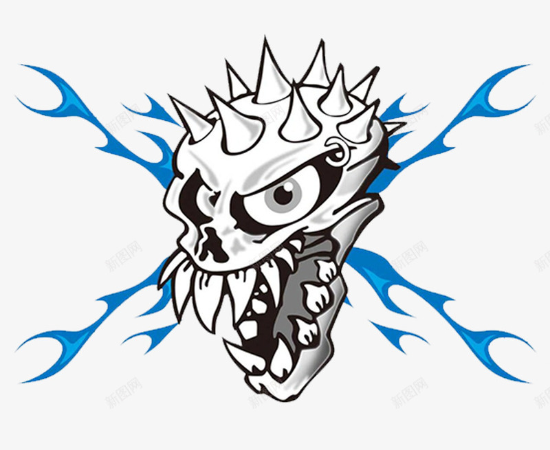 邪恶骷髅头psd免抠素材_新图网 https://ixintu.com 合成 火焰骷髅头 火焰骷髅头PNG 特效 蓝色 邪恶 骷髅头