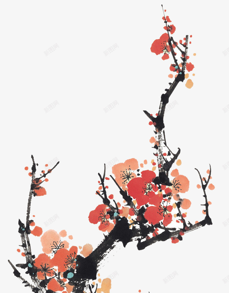 梅花png免抠素材_新图网 https://ixintu.com 冬梅 墨笔 梅花