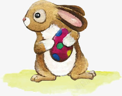 水彩复活节可爱兔子矢量图素材