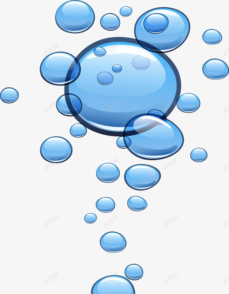 蓝色清新水珠漂浮png免抠素材_新图网 https://ixintu.com 免抠PNG 水珠 清新 漂浮素材 蓝色