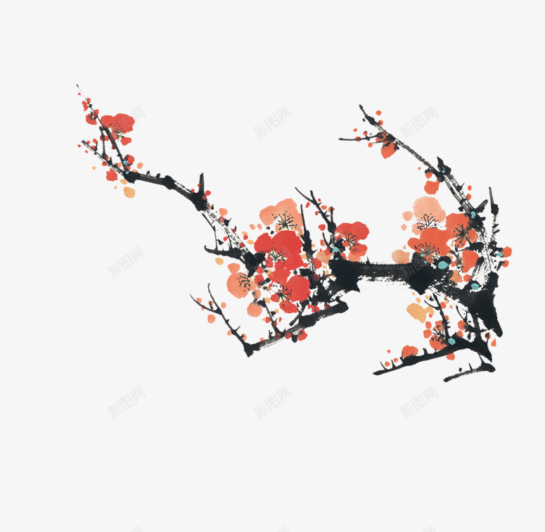 梅花png免抠素材_新图网 https://ixintu.com 一剪梅 一枝梅花 传统 梅花 水墨画